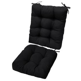 Rocking Chair Cushion 2 Pieces Back Seat Sets with Non-Slip Ties Polyester Fiber Filling 
Comfortable for Indoor Home Office Car (Option: Black)